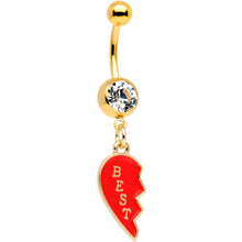 Load image into Gallery viewer, Clear Gem Best Buds Heart Dangle Belly Ring Set of 2