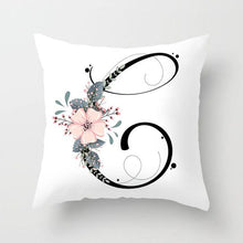Load image into Gallery viewer, Black Alphabet Flower Print Pillow Cover White Polyester Modern Cushion Cover Decorative Pillowcase For Sofa Bed Chair Car Throw Pillow Covers Decorative Pillow Cases ABC Letter Cushion Covers Square Pillow Protectors Home Decor 45x45cm