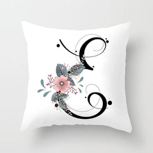 Load image into Gallery viewer, Black Alphabet Flower Print Pillow Cover White Polyester Modern Cushion Cover Decorative Pillowcase For Sofa Bed Chair Car Throw Pillow Covers Decorative Pillow Cases ABC Letter Cushion Covers Square Pillow Protectors Home Decor 45x45cm
