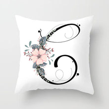 Load image into Gallery viewer, Black Alphabet Flower Print Pillow Cover White Polyester Modern Cushion Cover Decorative Pillowcase For Sofa Bed Chair Car Throw Pillow Covers Decorative Pillow Cases ABC Letter Cushion Covers Square Pillow Protectors Home Decor 45x45cm
