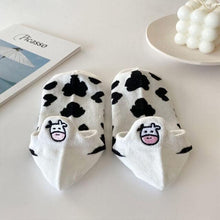 Load image into Gallery viewer, Black And White Embroidery Female Tide Socks Shallow Mouth Summer Cartoon Cow Cute Fashion Boat Socks Unisex Men And Women Cotton Ankle Socks