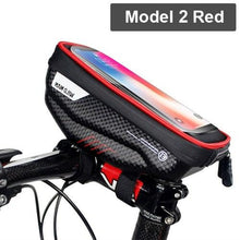 Load image into Gallery viewer, Black Bike Bag Frame Front Top Tube Cycling Bag Waterproof Phone Case Touchscreen Bag Pack Bicycle Accessories Bike Bicycle Bag Waterproof Bike Phone Mount Bag Front Frame Top Tube Handlebar Bag Touch Screen Holder Case For Cell Phones 6.6in