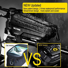 Load image into Gallery viewer, Black Bike Bag Frame Front Top Tube Cycling Bag Waterproof Phone Case Touchscreen Bag Pack Bicycle Accessories Bike Bicycle Bag Waterproof Bike Phone Mount Bag Front Frame Top Tube Handlebar Bag Touch Screen Holder Case For Cell Phones 6.6in