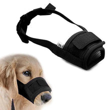 Load image into Gallery viewer, Black Breathable Anti Barking Adjustable Dog Muzzle Nylon Straps Anti Biting Dog Muzzles Cool Pets Accessories