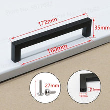 Load image into Gallery viewer, Black Cabinet Handle Square Furniture Hardware Stainless Steel Kitchen Door Knobs Cupboard Wardrobe Drawer Pulls Furniture Handle Drawer Pull Hardware Stainless Steel Kitchen Drawer Pulls Cabinet Handles