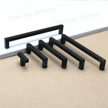 Load image into Gallery viewer, Black Cabinet Handle Square Furniture Hardware Stainless Steel Kitchen Door Knobs Cupboard Wardrobe Drawer Pulls Furniture Handle Drawer Pull Hardware Stainless Steel Kitchen Drawer Pulls Cabinet Handles