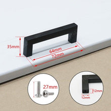 Load image into Gallery viewer, Black Cabinet Handle Square Furniture Hardware Stainless Steel Kitchen Door Knobs Cupboard Wardrobe Drawer Pulls Furniture Handle Drawer Pull Hardware Stainless Steel Kitchen Drawer Pulls Cabinet Handles
