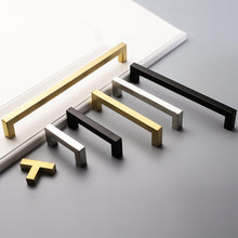 Load image into Gallery viewer, Black Cabinet Handle Square Furniture Hardware Stainless Steel Kitchen Door Knobs Cupboard Wardrobe Drawer Pulls Furniture Handle Drawer Pull Hardware Stainless Steel Kitchen Drawer Pulls Cabinet Handles
