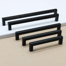 Load image into Gallery viewer, Black Cabinet Handle Square Furniture Hardware Stainless Steel Kitchen Door Knobs Cupboard Wardrobe Drawer Pulls Furniture Handle Drawer Pull Hardware Stainless Steel Kitchen Drawer Pulls Cabinet Handles
