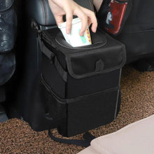 Load image into Gallery viewer, Black Car Trash Can Hanging Seat Back Bag Multi-functional Waterproof Folding Easy Storage Box For Cars