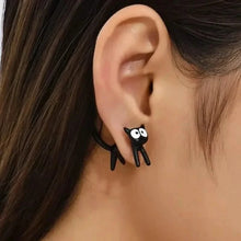 Load image into Gallery viewer, Black Cat Front And Back Stud Earrings For Women