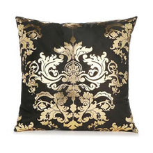 Load image into Gallery viewer, Black Gold Pillow Geometric Cushion Hot Pillows For Chairs Seat Pillowcase Black Striped Pillow Case Luxury Soft Cushion Covers Decor Home Livingroom Decoration 45x45CM