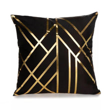Load image into Gallery viewer, Black Gold Pillow Geometric Cushion Hot Pillows For Chairs Seat Pillowcase Black Striped Pillow Case Luxury Soft Cushion Covers Decor Home Livingroom Decoration 45x45CM