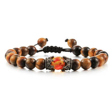 Load image into Gallery viewer, Black Lava Stone Crown Charm Tiger Eye Beads Bracelet For Men Women Braided Bracelets Handmade Adjustable Couple Distance Bracelets Lava Stone Beads Essential Oil Diffuser Adjustable Bracelet With King Queen Crown Charm