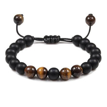 Load image into Gallery viewer, Black Lava Stone Crown Charm Tiger Eye Beads Bracelet For Men Women Braided Bracelets Handmade Adjustable Couple Distance Bracelets Lava Stone Beads Essential Oil Diffuser Adjustable Bracelet With King Queen Crown Charm