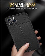 Load image into Gallery viewer, Black Leather Shockproof Phone Case on iPhone 13 11 12 14 Pro Max XR XS Max 14 Plus Camera Lens Protection Soft Back Cover Silky-Soft Touch Full-Body Protective Case Shockproof Cover