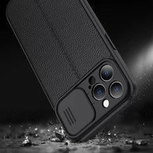 Load image into Gallery viewer, Black Leather Shockproof Phone Case on iPhone 13 11 12 14 Pro Max XR XS Max 14 Plus Camera Lens Protection Soft Back Cover Silky-Soft Touch Full-Body Protective Case Shockproof Cover