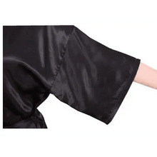 Load image into Gallery viewer, Black Lightweight Elegant Faux Silk Bathrobes For Women V Neck Design Bridesmaid Bathrobe Wedding Short Women Bathrobes
