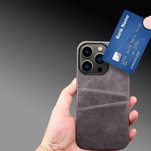 Load image into Gallery viewer, Black Luxury Men Card Holder Case for iPhone Business Classic Leather Wallet Case for iphone 12 13 14 Pro Max Phone Cover PU Leather Wallet Case with Card Pockets Back Cover