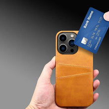 Load image into Gallery viewer, Black Luxury Men Card Holder Case for iPhone Business Classic Leather Wallet Case for iphone 12 13 14 Pro Max Phone Cover PU Leather Wallet Case with Card Pockets Back Cover