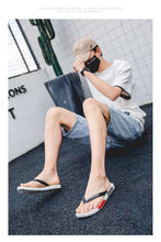 Load image into Gallery viewer, Black Man House Slippers Elegant Flip Flop Pool Slippers Summer Sandals Men's Shoes Breathable Air Mesh Comfortable Leather Flip Flops Non-Slip Sport Cushion Beach Outdoor Walking Slippers