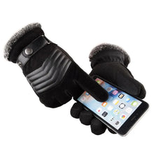 Load image into Gallery viewer, Black Men Leather Touchscreen Gloves Winter Retro Driving Comfortable Warm Gloves Elegant Design Men Fashion Outdoor Gloves Cold Weather Gloves For Cycling & Driving