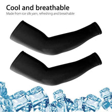 Load image into Gallery viewer, Black Men Unisex Cooling Arm Sleeves Cover Cycling Running Sun Protection Outdoor Activities Hide Tattoos Sleeve Cooling Sports Sleeve For Basketball Golf Football