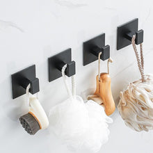 Load image into Gallery viewer, Black Self-Adhesive Wall Hooks For Hanging Keys Clothes Hanger Door Robe Hook Coat Rack Towel Holder Bathroom Accessories Matte Black Finish Wall Mount Coat Hat Door Hook Hanger Bathroom Accessories