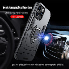 Load image into Gallery viewer, Black Simple Shockproof Armor Case for iPhone 13 Pro Max 12 Mini Ring Stand Back Cover for iPhone 11 Pro max XS XR 8 7 6 Plus SE Heavy Duty Protection Shockproof Kickstand Case Phone Cover