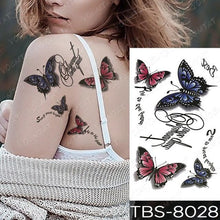 Load image into Gallery viewer, Black Sketchs Flowers Waterproof Temporary Tattoo Sticker Chest Flash Tattoo Wolf Diamond Flower Body Art Arm Fake Tattoo For Womens Men