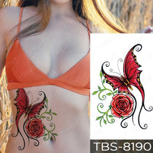 Load image into Gallery viewer, Black Sketchs Flowers Waterproof Temporary Tattoo Sticker Chest Flash Tattoo Wolf Diamond Flower Body Art Arm Fake Tattoo For Womens Men