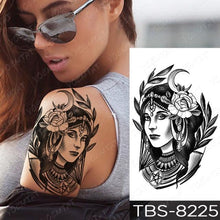 Load image into Gallery viewer, Black Sketchs Flowers Waterproof Temporary Tattoo Sticker Chest Flash Tattoo Wolf Diamond Flower Body Art Arm Fake Tattoo For Womens Men