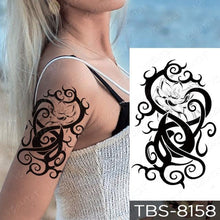 Load image into Gallery viewer, Black Sketchs Flowers Waterproof Temporary Tattoo Sticker Chest Flash Tattoo Wolf Diamond Flower Body Art Arm Fake Tattoo For Womens Men