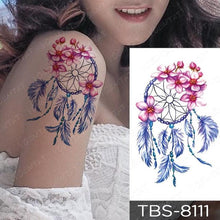 Load image into Gallery viewer, Black Sketchs Flowers Waterproof Temporary Tattoo Sticker Chest Flash Tattoo Wolf Diamond Flower Body Art Arm Fake Tattoo For Womens Men