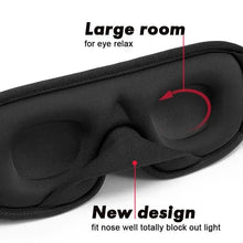 Load image into Gallery viewer, Black Soft Padded Sleeping Mask For Eyes Lightweight Blindfold Night Mask Modern Adjustable Super Smooth Eye Patch For Sleep
