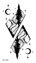 Load image into Gallery viewer, Black Temporary Waterproof Tattoo Sticker Mountains Tree Body Decoration Elegant Stylish Design
