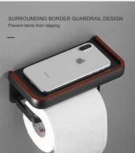 Load image into Gallery viewer, Black Toilet Paper Holder Multifunction Bathroom Storage Shelf Roll Paper Holder Toilet Paper Holder With Shelf Matte Black Toilet Paper Holder Toilet Paper Roll Holder Bathroom Adhesive Toilet Paper Holder