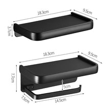 Load image into Gallery viewer, Black Toilet Paper Holder Multifunction Bathroom Storage Shelf Roll Paper Holder Toilet Paper Holder With Shelf Matte Black Toilet Paper Holder Toilet Paper Roll Holder Bathroom Adhesive Toilet Paper Holder