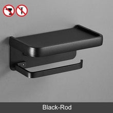 Load image into Gallery viewer, Black Toilet Paper Holder Multifunction Bathroom Storage Shelf Roll Paper Holder Toilet Paper Holder With Shelf Matte Black Toilet Paper Holder Toilet Paper Roll Holder Bathroom Adhesive Toilet Paper Holder