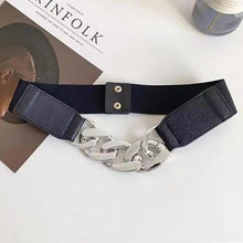 Load image into Gallery viewer, Black Vintage Ladies Dress Belt Charming Chain Buckle Elastic Luxurious Women Belt Metal Chain Style Party Fashion Belts For Ladies
