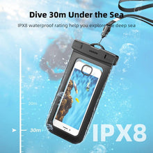 Load image into Gallery viewer, Black Waterproof Phone Case Bag For iPhone 14 13 12 Pro Max Swim Pouch For Universal Protective Phone Case Universal Waterproof Underwater Dustproof Touch Phone Case for iPhone