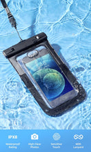 Load image into Gallery viewer, Black Waterproof Phone Case Bag For iPhone 14 13 12 Pro Max Swim Pouch For Universal Protective Phone Case Universal Waterproof Underwater Dustproof Touch Phone Case for iPhone
