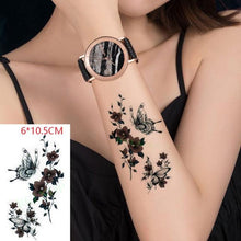 Load image into Gallery viewer, Black Waterproof Temporary Bird Tattoo Sticker Arm Leg Wrist Modern Small Tattoo For Womens And Kids