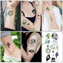 Load image into Gallery viewer, Black Waterproof Temporary Tattoo Sticker Different Design Colorful Fake Tattoo Arm Hand For Halloween Party Womens Mens