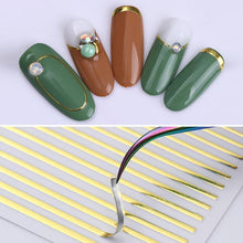 Load image into Gallery viewer, Black White 3D Nail Stickers Metal Gold Silver Geometric Tassel Strip Line Adhesive Transfer Decals Nail Art Design Gold Silver Metal Nail Sticker Metallic Curve Strip Line Nail Decal Self-Adhesive 3D Wave Design Nail Tips Decorations Manicure for Women