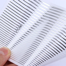 Load image into Gallery viewer, Black White 3D Nail Stickers Metal Gold Silver Geometric Tassel Strip Line Adhesive Transfer Decals Nail Art Design Gold Silver Metal Nail Sticker Metallic Curve Strip Line Nail Decal Self-Adhesive 3D Wave Design Nail Tips Decorations Manicure for Women