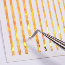 Load image into Gallery viewer, Black White 3D Nail Stickers Metal Gold Silver Geometric Tassel Strip Line Adhesive Transfer Decals Nail Art Design Gold Silver Metal Nail Sticker Metallic Curve Strip Line Nail Decal Self-Adhesive 3D Wave Design Nail Tips Decorations Manicure for Women