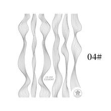 Load image into Gallery viewer, Black White 3D Nail Stickers Metal Gold Silver Geometric Tassel Strip Line Adhesive Transfer Decals Nail Art Design Gold Silver Metal Nail Sticker Metallic Curve Strip Line Nail Decal Self-Adhesive 3D Wave Design Nail Tips Decorations Manicure for Women
