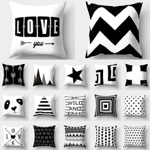 Load image into Gallery viewer, Black White Geometric Cushion Cover Pillowcase Sofa Cushions Decorative Pillow Covers Stripe Pattern Throw Pillow Case Daily Decorations Sofa Throw Pillow Case Cushion Covers Pillowcase Polyester Home Decor Pillow Cases 45x45CM