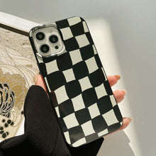 Load image into Gallery viewer, Black White Luxury Checkerboard Soft Phone Case For iPhone 14 13 12 11 Pro Max Mini X XR 7 8 Plus XS Shockproof Protective Cover Unisex Modern Phone Case Elegant Design